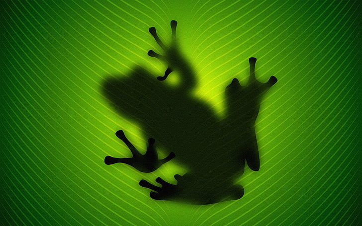 silhouette, frog, green, amphibian, Vladstudio, leaves, animals