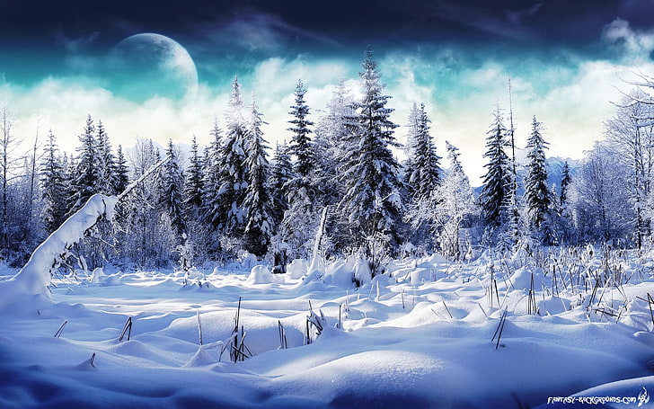 winter snow moon wonderland 1920x1200  Space Moons HD Art, HD wallpaper