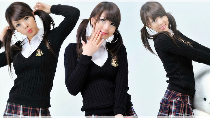 Asian, schoolgirl, Hwang Mi Hee, Korean, school uniform, model, HD wallpaper