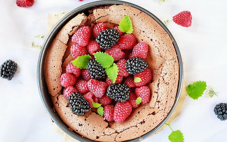 food, lunch, blackberries, raspberries, cake, dessert, food and drink, HD wallpaper