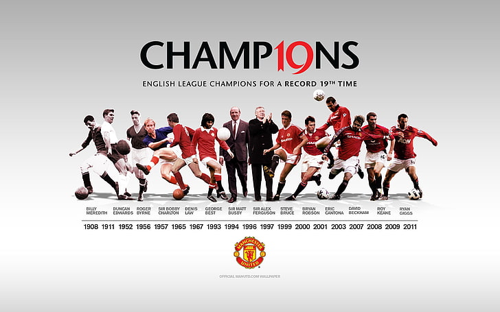 English League Champions for a Record 19th time poster, manchester united