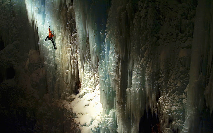 untitled, climbing, ice, cave, adventure, one person, leisure activity