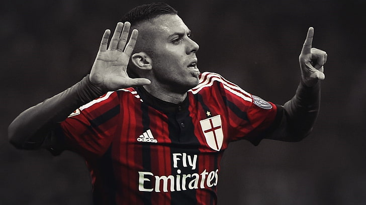 AC Milan, sports, soccer, selective coloring, one person, young adult