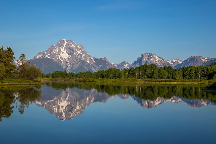 Snake River, Mt. Moran, National Park, body of water, forest, HD wallpaper