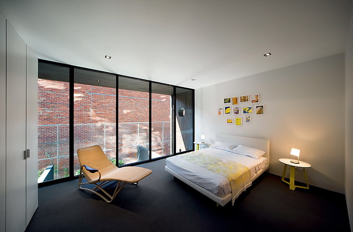 room, window, bed, lamp, indoors, furniture, table, absence