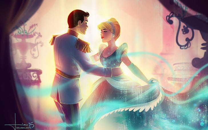 Princess Cinderella Dances With Prince Charming Disney Fan Art Hd Wallpaper For Mobile Phone 1920×1200