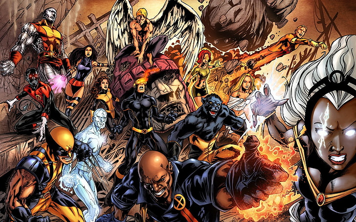 Marvel X-Men digital wallpaper, wolverine, comic, angel, super heroes