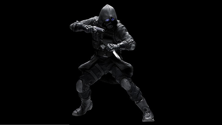 person holding gun and knife wallpaper, Resident Evil, black background
