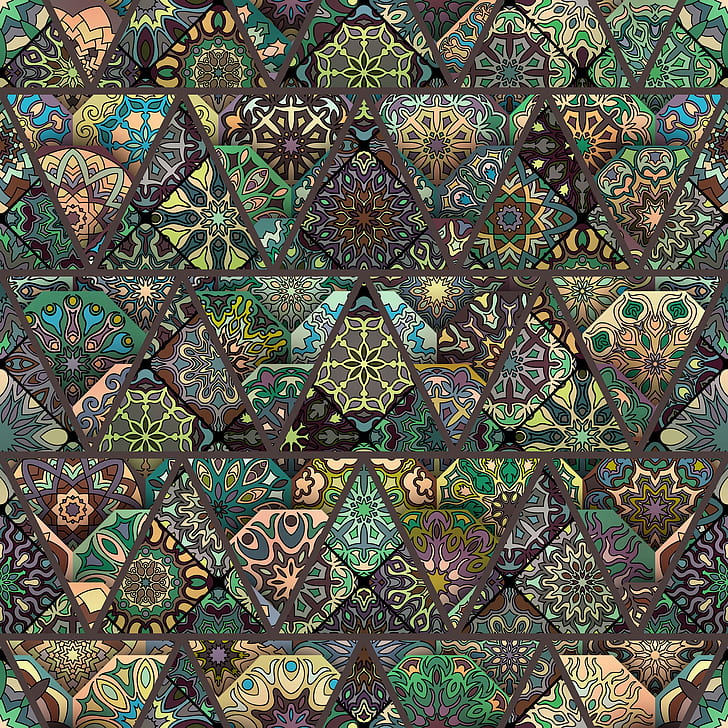 digital art, triangle, pattern, texture, mosaic