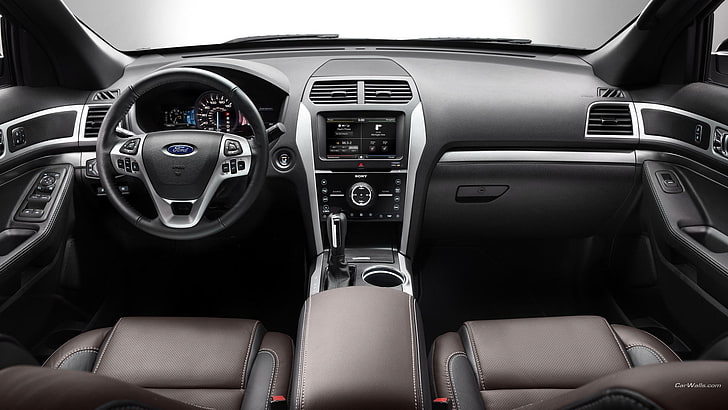 black and gray car interior, Ford Explorer, mode of transportation, HD wallpaper