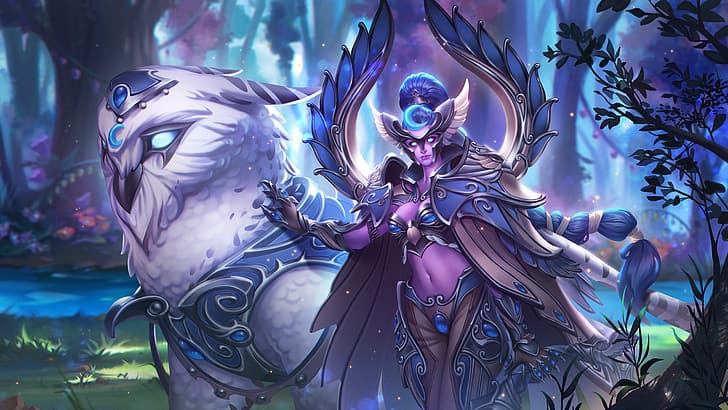 Maiev Shadowsong, Night Elves, heroes of the storm, belly, forest, HD wallpaper