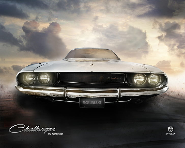 white Dodge Challenger, Dodge Challenger 1970, car, mode of transportation, HD wallpaper