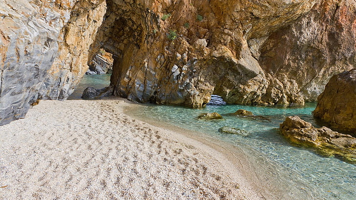 mylopotamos beach, pelion, greece, europe, rocky, seashore, HD wallpaper