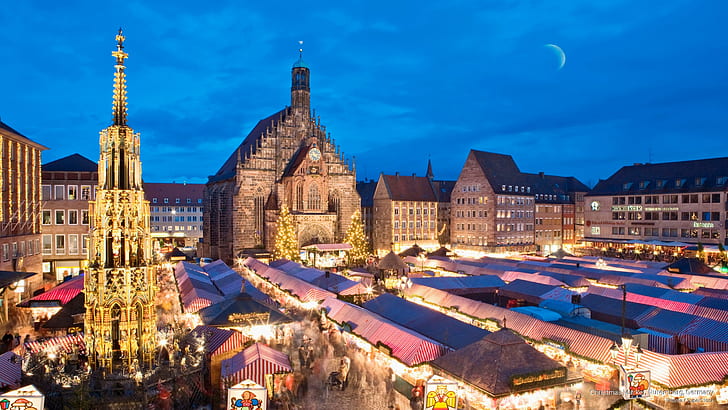 Christmas Market, Nuremberg, Germany, Holidays, HD wallpaper