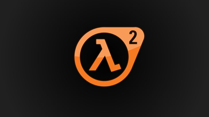logo guessing game, Half-Life 2, Valve, orange, Lambda, symbol, HD wallpaper