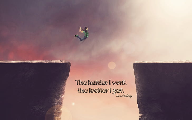The harder I work The luckier I get, quotes, HD wallpaper