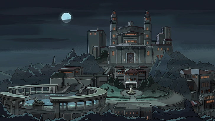 video game screenshot, Rick and Morty, Adult Swim, cartoon, building exterior