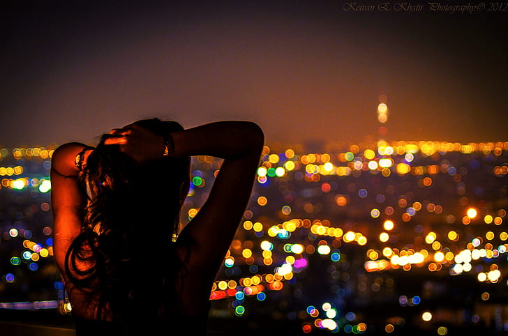 girl, night, the city, lights, East, Iran, middle East, Tehran, HD wallpaper