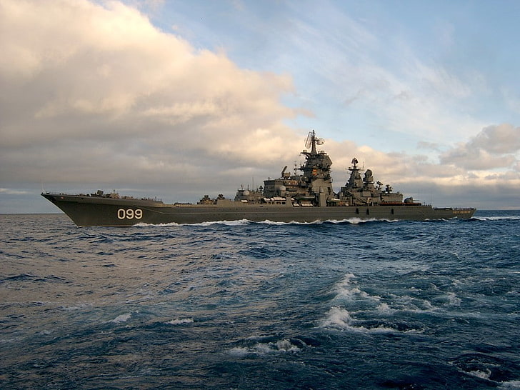 ship, warship, Russian, Russian Navy, nuclear cruiser, Peter the Great, HD wallpaper