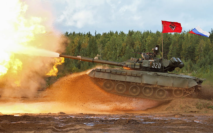 green battle tank, shot, Russia, military equipment, MBT, T-80 BV, HD wallpaper