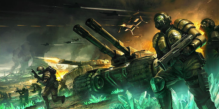 soldiers and battle tanks illustration, Command & Conquer