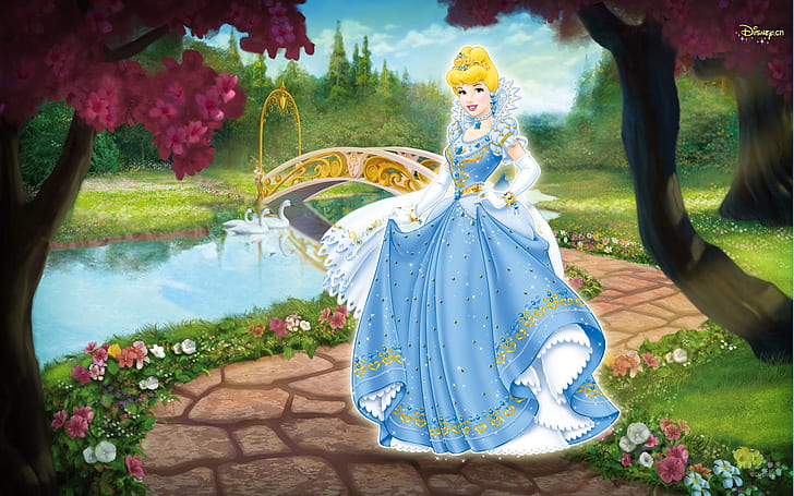 Cinderella in the garden, cinderella illustration, Disney, HD wallpaper