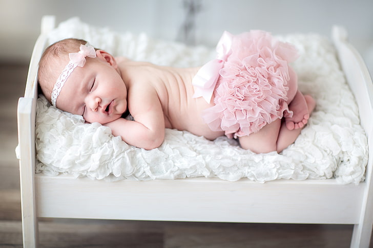 baby's pink tutu, child, face, sweet, kid, newborn, young, childhood, HD wallpaper