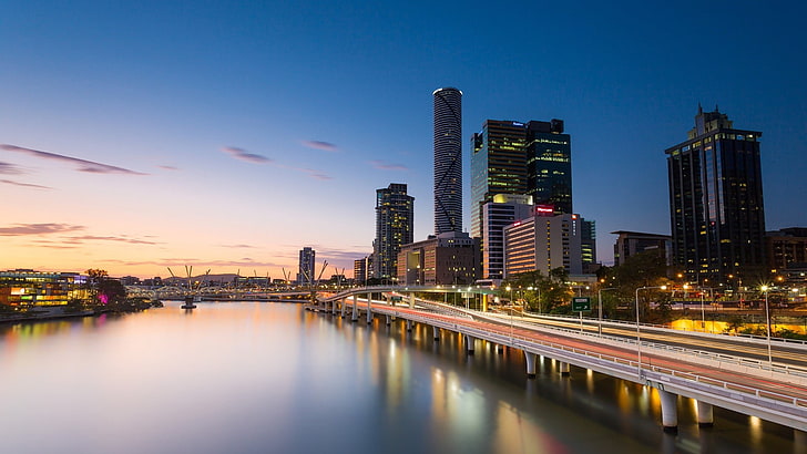 high-city buildings, Australia, Brisbane, cityscape, skyscraper, HD wallpaper