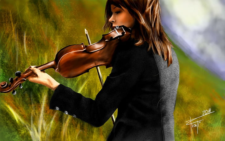 Lindsey Stirling, violin, musical instrument, 2011 (Year), artwork, HD wallpaper