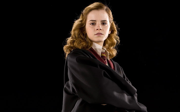 Emma Watson, Hermione Granger, Harry Potter, studio shot, looking at camera, HD wallpaper
