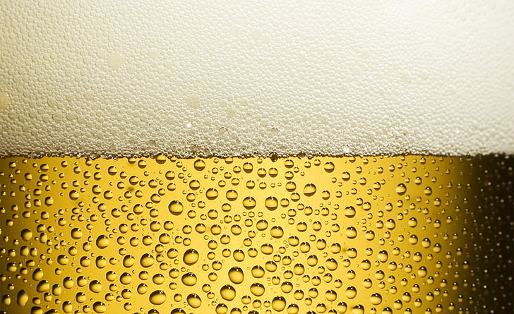 Beer, beer bubbles, Food and Drink, Drops, Background, Foam, wet, HD wallpaper