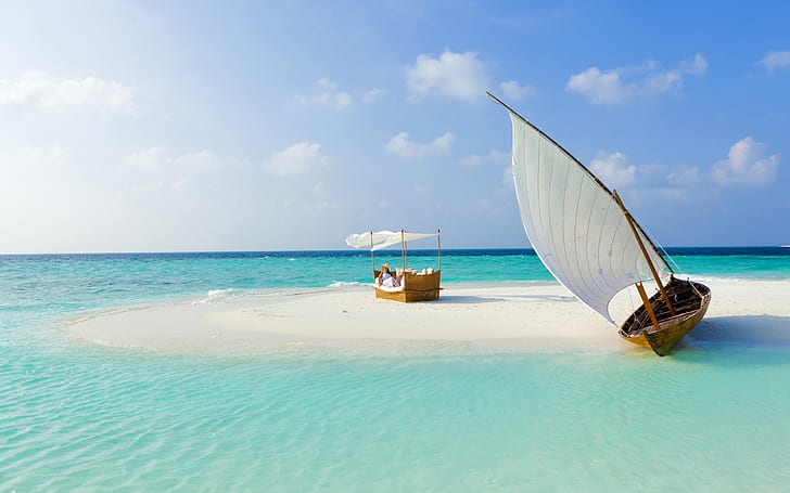Wallpaper Maldives, Beach, Tropical, Sea, Sand, Island, Boat, Summer 2560×1600, HD wallpaper
