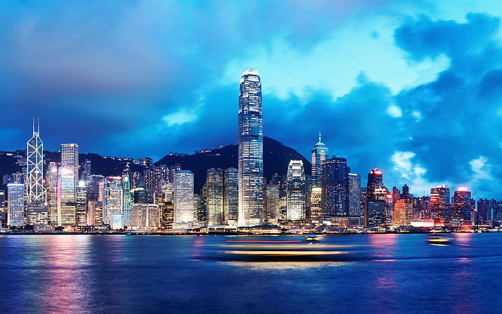 HD wallpaper: Hong Kong, China, skyline, city, lights, Sea, river, Night,  ships | Wallpaper Flare