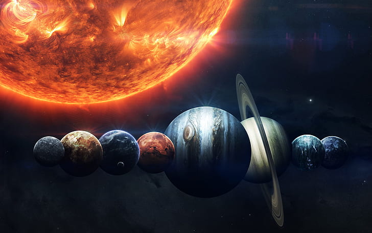 Saturn, The moon, Space, Star, Earth, Planet, Mars, Jupiter, HD wallpaper