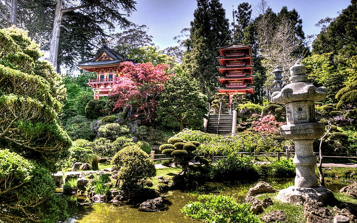 Japanese Tea Garden Hdr, japan garden, 3d and abstract