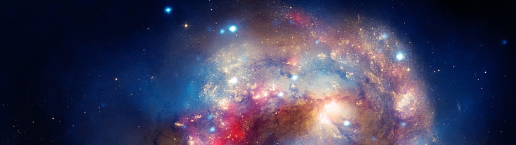galaxy wallpaper, multiple display, stars, space, colorful, universe