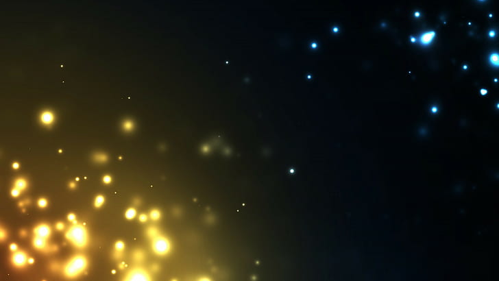 floating particles, blue, yellow, HD wallpaper