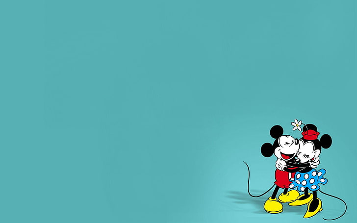 Mickey And Minnie Mouse Cartoon, Disney Mickey and Minnie Mouse hugging illustration
