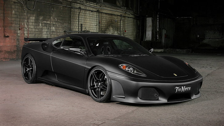black sports car, Ferrari F430, vehicle, black cars, motor vehicle, HD wallpaper