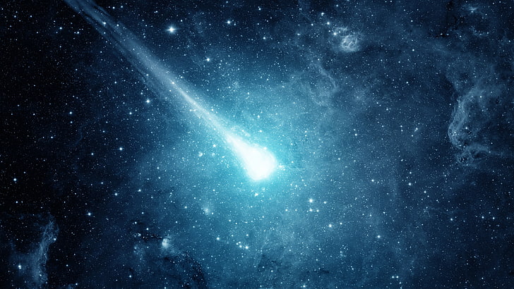 space, comet, cyan, space art, stars, astronomy, star - space, HD wallpaper