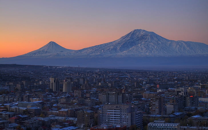Armenia, Yerevan, City, Mountain, Landscape, Houses, Ararat