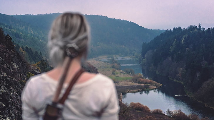 Ciri, The Witcher, The Witcher 3: Wild Hunt, cosplay, landscape, HD wallpaper