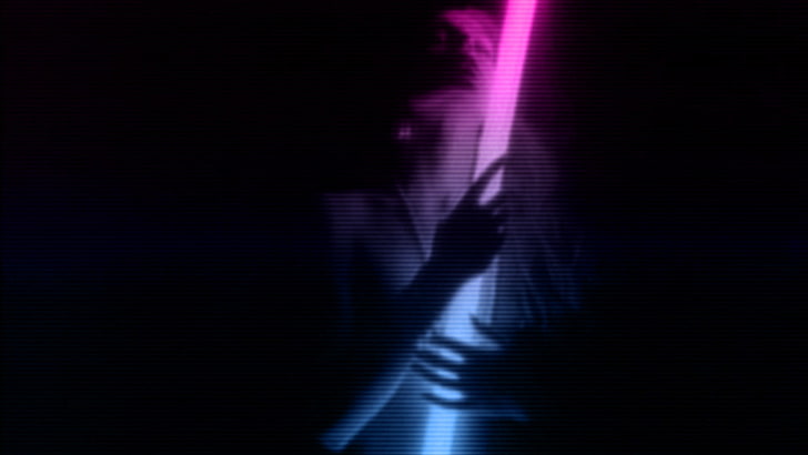 woman holding light tube, neon, zara whites, synthwave, New Retro Wave, HD wallpaper