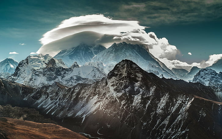 Amazing mountains, glacier mountain range, clouds, hd, Nature s, HD wallpaper