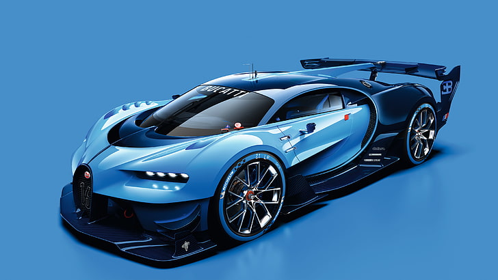 blue and black Bugatti Chiron coupe wallpaper, Vision, Gran Turismo, HD wallpaper