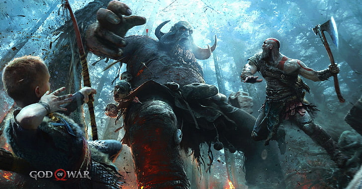 God of War digital wallpaper, jose daniel, creature, Kratos, fantasy art