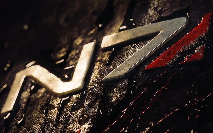 silver Mass Effect N7 emblem, video games, digital art, metal