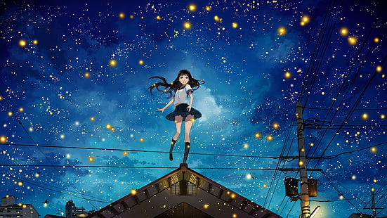 Anime girl, falling down, bubbles, underwater, Anime, HD phone wallpaper |  Peakpx