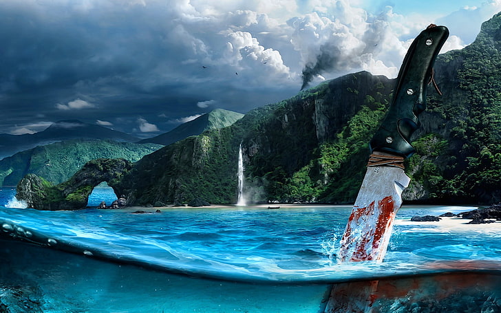 gray knife with black handle, Far Cry 3, Ubisoft, tropical, video games, HD wallpaper