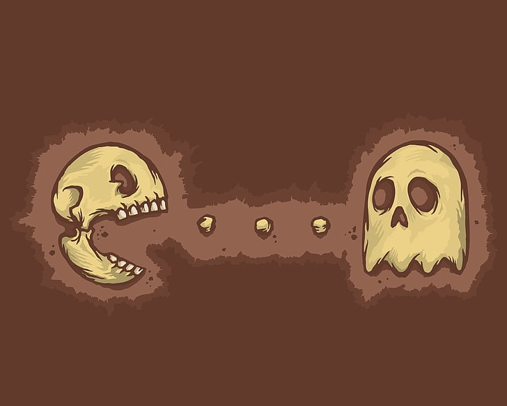 Pac-Man skull and ghost themed wallpaper, Pacman, video games, HD wallpaper